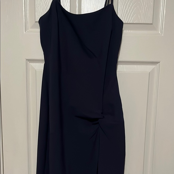 Elegant Navy Blue Spaghetti Strap Dress - Picture 2 of 4